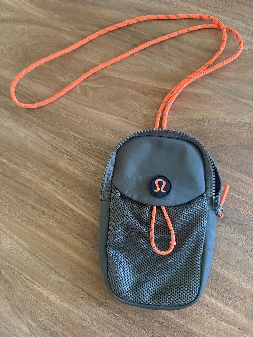lululemon athletica Gray Crossbody Pouch with Orange Cord